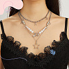 Zinc Alloy Star Pendant Layered Necklaces & Multi-strand Bracelets for Women SJEW-SC0001-03-5