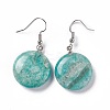 Natural Amazonite Flat Round Dangle Earrings EJEW-D188-03P-10-2