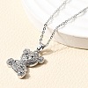Bear Brass Micro Pave Cubic Zirconia Stud Earrings & Pendant Necklaces Sets SJEW-Z002-01P-2