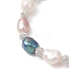 Polymer Clay Rhinestone & Natural Cultured Freshwater Pearl Beads Stretch Bracelets for Women BJEW-JB13192-4