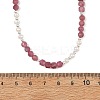 Faceted Round Natural Tourmaline and Pearl Beaded Necklaces NJEW-JN06409-02-3
