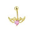 304 Stainless Steel Pave Cubic Zirconia Curved Barbell Belly Rings FS-WG6D7D2-16-1