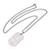 201 Stainless Steel Curb Chain Rectangle with Dragon Pendant Necklaces for Women NJEW-M008-03P-2