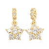 Rack Plating Brass Pave Clear Cubic Zirconia European Dangle Charms KK-F089-17G-1