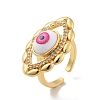 Cubic Zirconia Horse Eye Open Cuff Ring with Acrylic RJEW-B042-03G-02-1