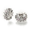 Flower Brass Micro Pave Cubic Zirconia European Beads KK-V008-19P-02-1