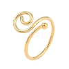 Ion Plating(IP) 304 Stainless Steel Spiral Open Cuff Ring for Women RJEW-C097-04G-1