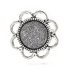 Vintage Adjustable Iron Finger Ring Components Alloy Flower Cabochon Bezel Settings PALLOY-O039-25AS-3