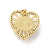 Heart with Eye Brass Micro Pave Clear Cubic Zirconia Pendants KK-G419-07G-4