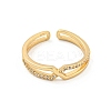 Cross Brass Micro Pave Clear Cubic Zirconia Open Cuff Rings RJEW-G309-19G-2