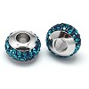 Rondelle 304 Stainless Steel Polymer Clay Rhinestone European Beads GPDL-P003-M-2