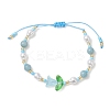 Natural Dyed Yellow Jade & Plastic Imitation Pearl Braided Bead Bracelets for Women BJEW-MZ00308-02-2