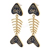 304 Stainless Steel Enamel Dangle Stud Earrings for Women EJEW-L315-06G-01-4