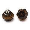 Natural Tiger Eye Pumpkin Charms with Golden Tone Brass Bails G-C158-06G-01-2