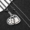 201 Stainless Steel Pickleball Paddle Pendant Box Chain Necklaces for Women Men LS-NJEW-H050-02P-1