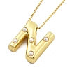 Brass & Plastic Pearl Letter Pendant Box Chain Necklaces for Women NJEW-U017-01G-14-2