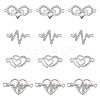 40Pcs 4 Styles Heart Theme Alloy Rhinestone & Cubic Zirconia Connector Charms RB-SC0001-11-1