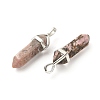 2Pcs Natural Rhodonite Double Terminated Pointed Pendants G-YW0002-05C-1