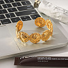 304 Stainless Steel Strawberry Embossed Open Cuff Bangles for Women WG6BBC2-01-3