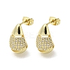 Teardrop Rack Plating Brass Micro Pave Cubic Zirconia Stud Earrings EJEW-F331-22G-1