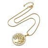 201 Stainless Steel Crystal Rhinestone Tree of Life Pendant Necklaces for Women NJEW-P327-03G-4