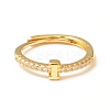 Clear Cubic Zirconia Initial Letter Adjustable Ring RJEW-C052-01G-I-2
