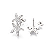 Brass Micro Pave Clear Cubic Zirconia Stud Earrings EJEW-R144-006P-NF-2