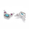 Synthetic Turquoise Rectangle with Flower Pendants KK-N258-15P-2