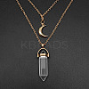 Natural Quartz Crystal Cone Pendant Double Layer Necklace UX9990-26-1