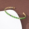 304 Stainless Steel Enamel Cuff Bangles for Women LS-BJEW-H637-02A-G-3
