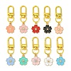 10Pcs 10 Colors Flower Alloy Enamel Pendant Decorations HJEW-JM02753-1