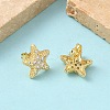 Starfish Brass Micro Pave Clear Cubic Zirconia Stud Earrings EJEW-Z144-19G-3