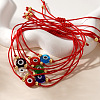 7Pcs Adjustable Glass & Brass Beads Braided Bead Bracelets TW6969-2