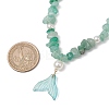 Natural Green Aventurine Chip & Imitaton Round Pearl Beaded Adjustable Necklaces NJEW-JN05227-03-3