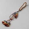 Copper Wire Wrapped Chakra Natural Gemstone Teardrop with Tree of Life Pendant Decorations HJEW-CJC0816-001R-2