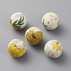 Round with Flower Food Grade Eco-Friendly Silicone Beads LS-SIL-WH0006-21E-1