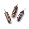 Natural Tiger Eye Copper Wire Wrapped Pointed Pendants G-F733-05A-1