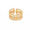 Ion Plating(IP) 304 Stainless Steel Curb Chain Shape Open Cuff Ring for Women RJEW-S405-228G-1