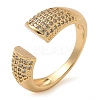 Brass Micro Pave Clear Cubic Zirconia Cuff Finger Rings for Women RJEW-B112-06G-4