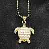Summer Beach Brass Pave Cubic Zirconia Turtle Pendant Necklaces for Women NJEW-U039-02G-02-1
