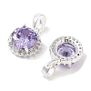 Brass Micro Pave Cubic Zirconia Charms KK-B102-06S-2