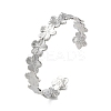 Non-Tarnish 304 Stainless Steel Flower Open Cuff Bangles for Women BJEW-M316-01P-1