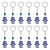 12Pcs Hamsa Hand with Evil Eye Alloy Rhinestones Keychains KEYC-DC0001-25-1
