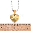 304 Stainless Steel Grooved Heart Pendant Necklaces for Women NJEW-S439-03B-GP-5