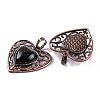 Natural Obsidian Peach Love Heart Pendants G-G158-01-13-2