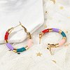 PVD Vacuum Plating 201 Stainless Steel Enamel Hoop Earrings for Women EJEW-B016-33E-3