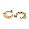201 Stainless Steel Beaded C-shape Stud Earrings with 304 Stainless Steel Pins EJEW-B016-05A-G-2
