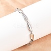 304 Stainless Steel Rhombus Link Chain Bracelets for Men Women BJEW-G766-03P-02-1