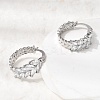 Leaf Brass Micro Pave Cubic Zirconia Hoop Earrings EJEW-P333-03P-3