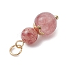 3Pcs 3 Styles Natural Carnelian(Dyed & Heated) & Strawberry Quartz & Red Jasper Round Beaded Pendants PALLOY-JF04701-04-5